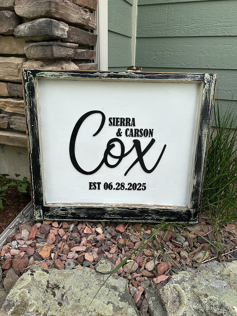 wedding sign with custom names at home interiors